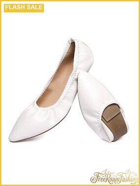 Faux Leather Ballet Flats Slip On Foldable Travel Walking Shoes Women